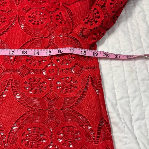 NWT Umgee Summer Vibrant Red Lace Blouse in Size S - Picture 4 of 12
